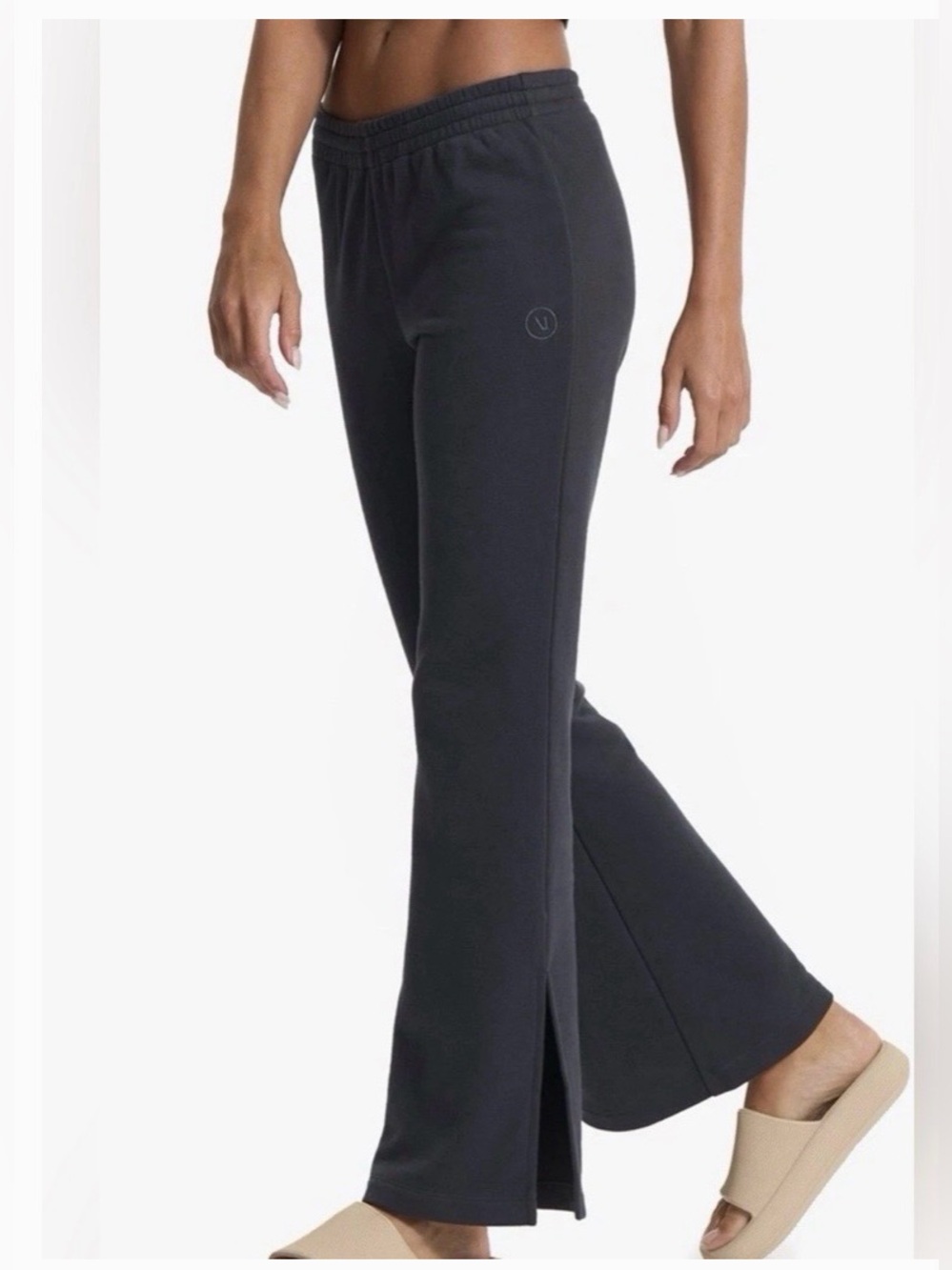 Vuori Sedona Charcoal Grey Drawstring Wide Leg Split Hem SweatPants, Sz M